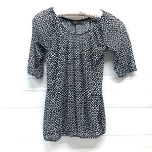 THE LIMITED Black White 3/4 Sleeve Blouse